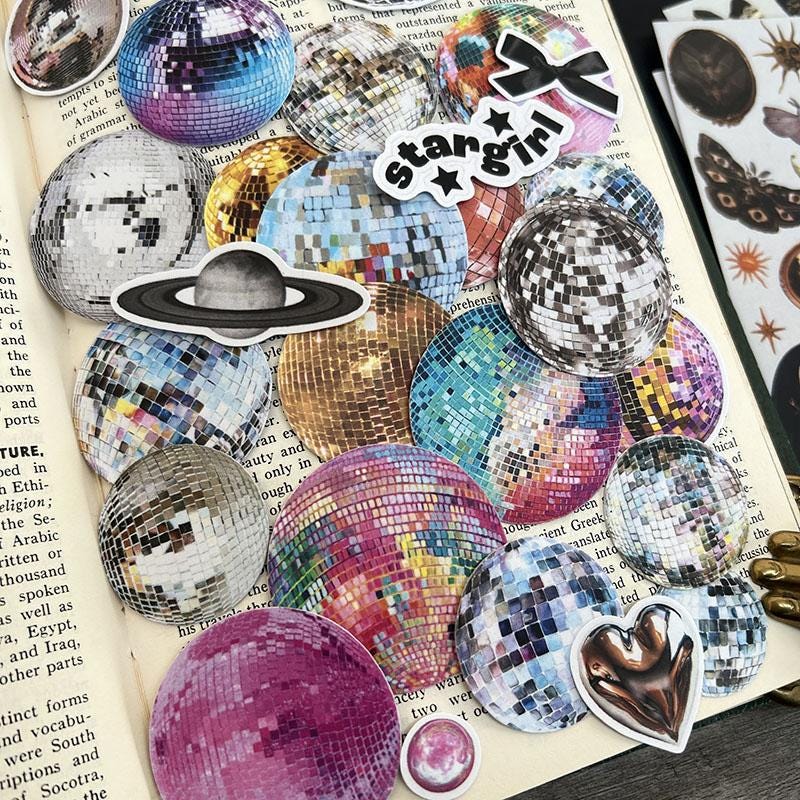 Retro Disco Ball Sticker Pack – Holographic Party Stickers for Journal, Scrapbook, Laptop