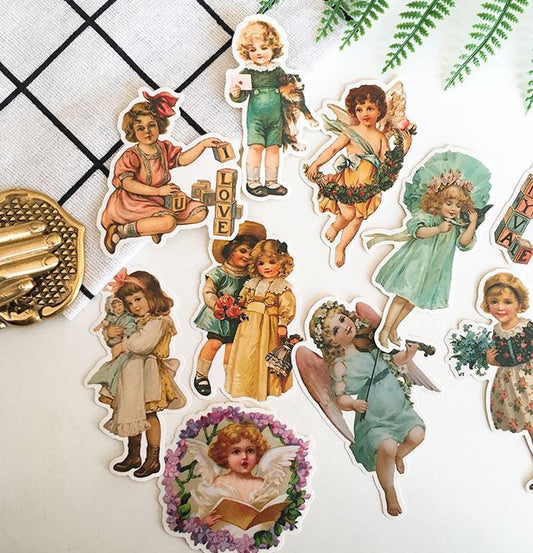 Angel Baby Stickers, Vintage Victorian Ephemera, Junk Journal Stickers, Scrapbook Decals