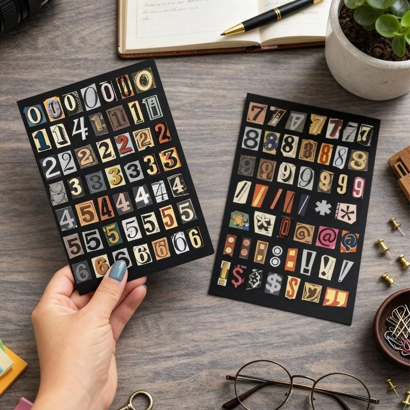 Ransom Note Numbers Stickers Magazine Cutout Symbols Pack Junk Journal Scrapbook Planner Collage Ephemera