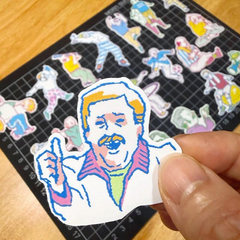 Funny Active Dad Stickers | Retro Sports & Yoga Poses, Planner Decoration