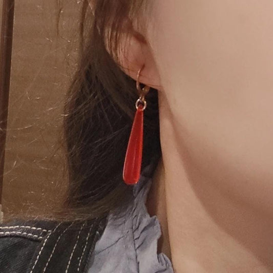 Frieren Red Teardrop Earrings, Elf Resin Drop Dangle, Anime Cosplay Jewelry Gift