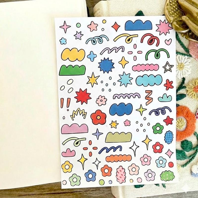 Kawaii Floral Ribbon Sticker: Journaling and Photo Decor Supplies