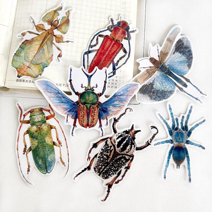 Insect Stickers, Beetle, Spider, Scrapbook Planner Decoration (38 pieces)
