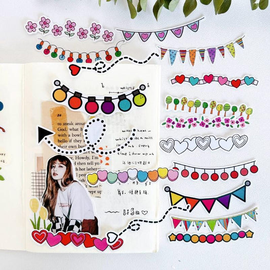 Festive Banner Stickers | Planner & Journal Essentials, Decorative Garland Borders