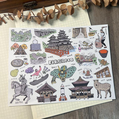 Japan Travel Stickers: Tokyo, Kyoto, Mt. Fuji (Waterproof PVC)