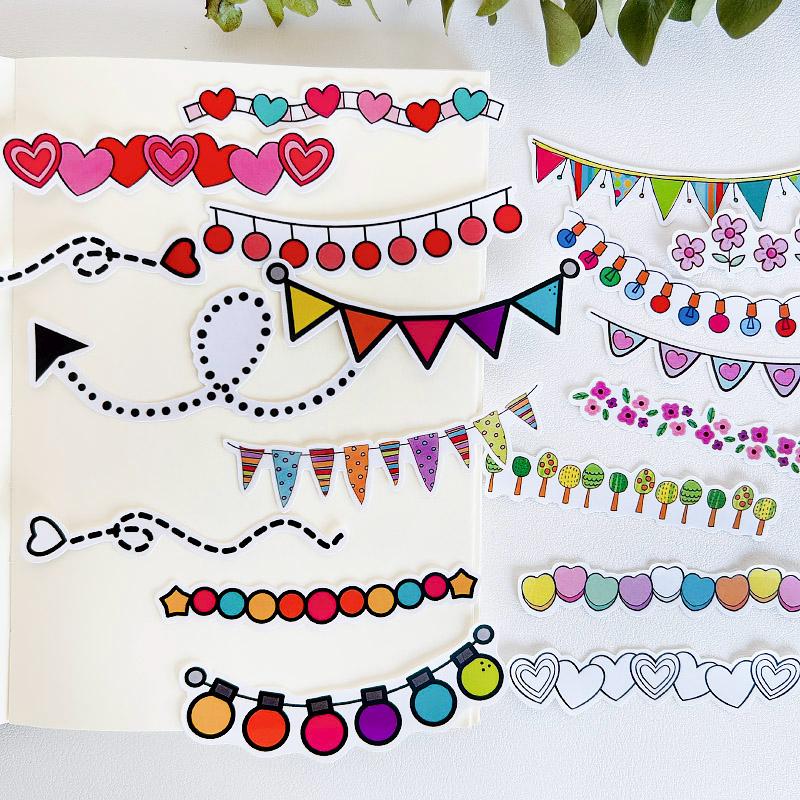 Festive Banner Stickers | Planner & Journal Essentials, Decorative Garland Borders