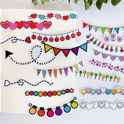 Festive Banner Stickers | Planner & Journal Essentials, Decorative Garland Borders