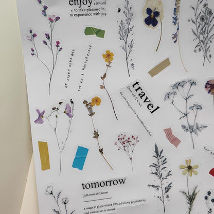 Vintage Transparent Floral Stickers, Clear Botanical Ephemera for Scrapbooking