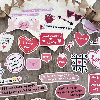 Kawaii Love Message Stickers Pack – Romantic Scrapbook & Planner Decor