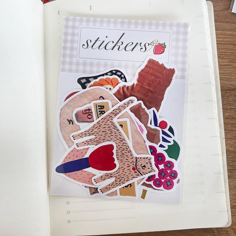 Vintage Floral Stickers for Journal – Collage Scrapbook Stickers with Motivational Phrases