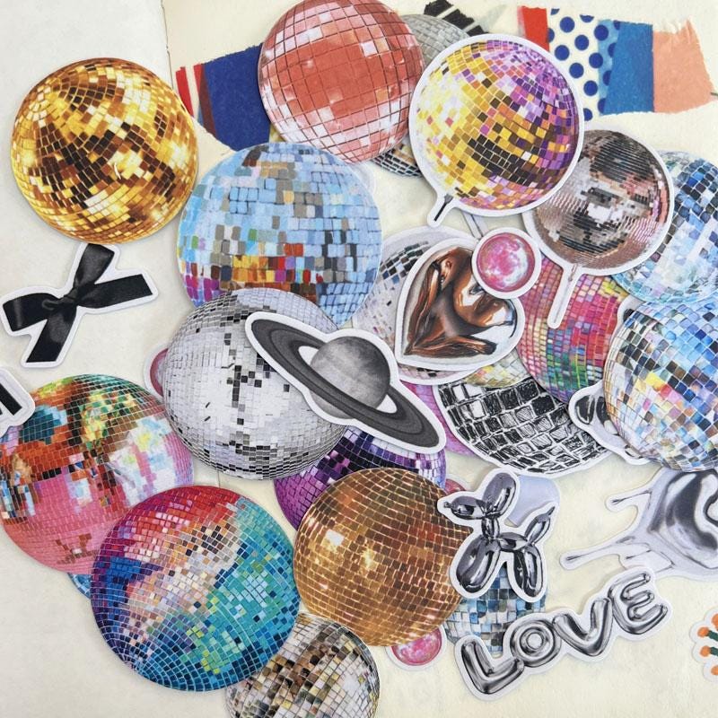 Retro Disco Ball Sticker Pack – Holographic Party Stickers for Journal, Scrapbook, Laptop