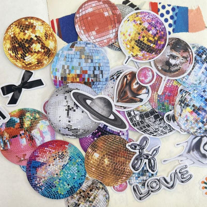 Retro Disco Ball Sticker Pack – Holographic Party Stickers for Journal, Scrapbook, Laptop