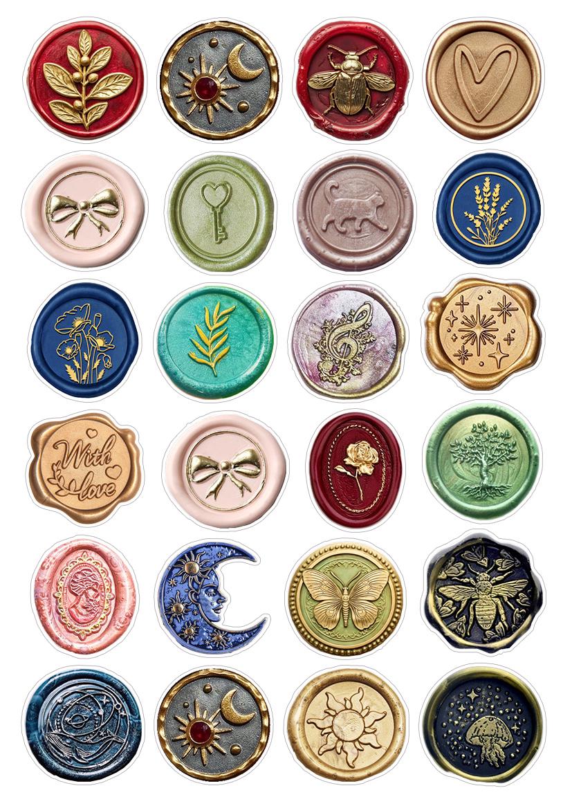 Vintage Faux Seal Stamp Set – Floral & Nature Embellishments