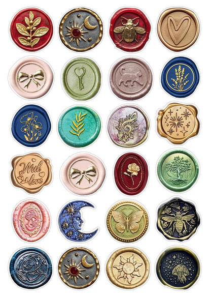 Vintage Faux Seal Stamp Set – Floral & Nature Embellishments