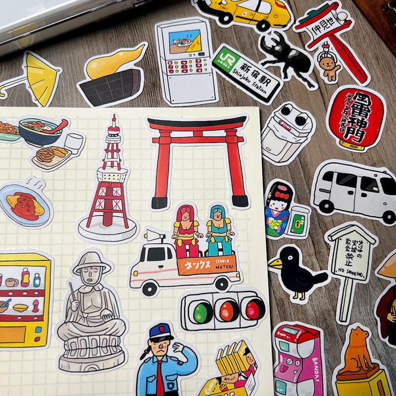 Japan Street Signs & Brand Logo Stickers Pack | 25pcs Japanese Travel Stickers for Laptop Journal