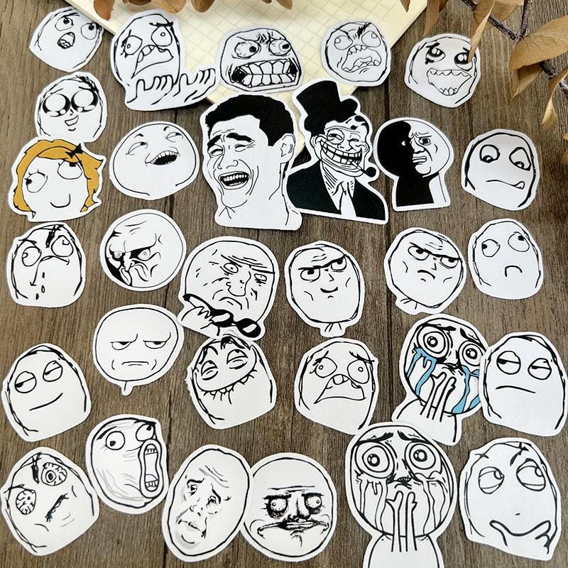 Funny Meme Stickers Pack – Cartoon Reaction Stickers for Planner, Journal, Scrapbook & Laptop