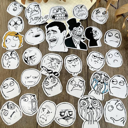 Funny Meme Stickers Pack – Cartoon Reaction Stickers for Planner, Journal, Scrapbook & Laptop