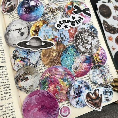 Retro Disco Ball Sticker Pack – Holographic Party Stickers for Journal, Scrapbook, Laptop