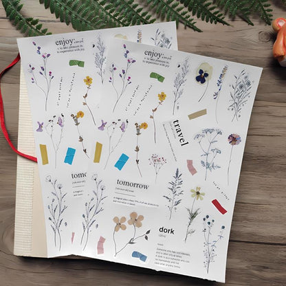 Vintage Transparent Floral Stickers, Clear Botanical Ephemera for Scrapbooking