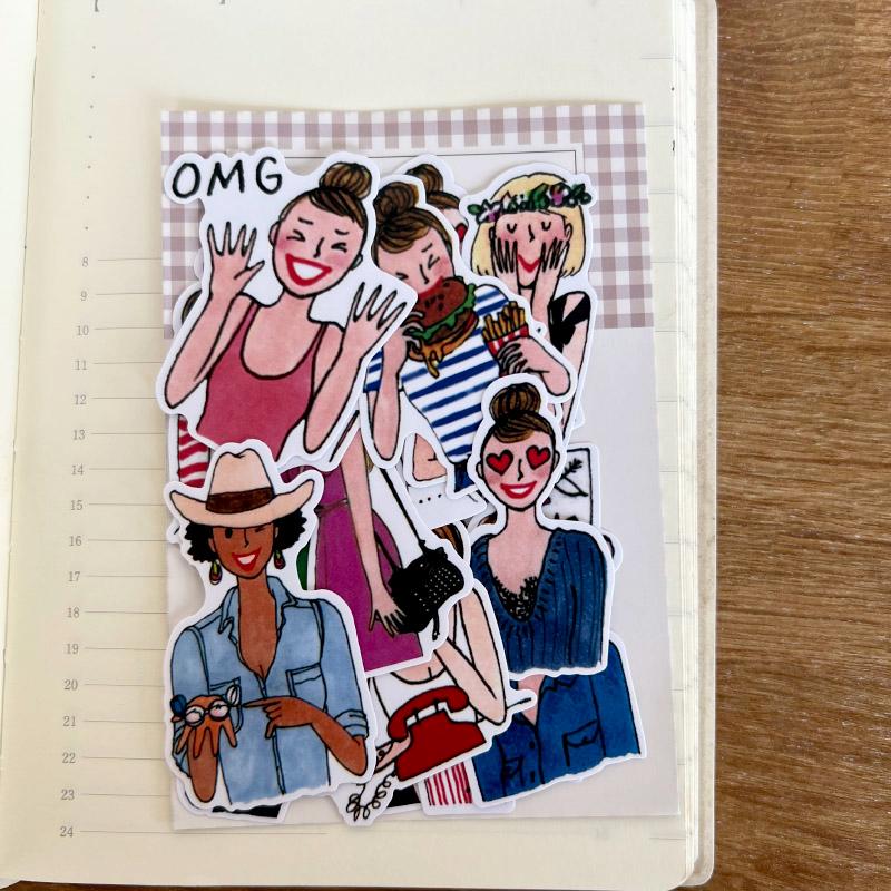 Fashion Girl Stickers Pack - Daily Life Women Planner Journal Deco Shopping Eating Makeup