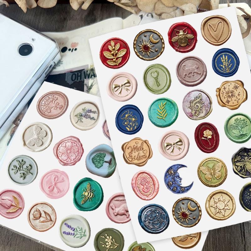 Vintage Faux Seal Stamp Set – Floral & Nature Embellishments