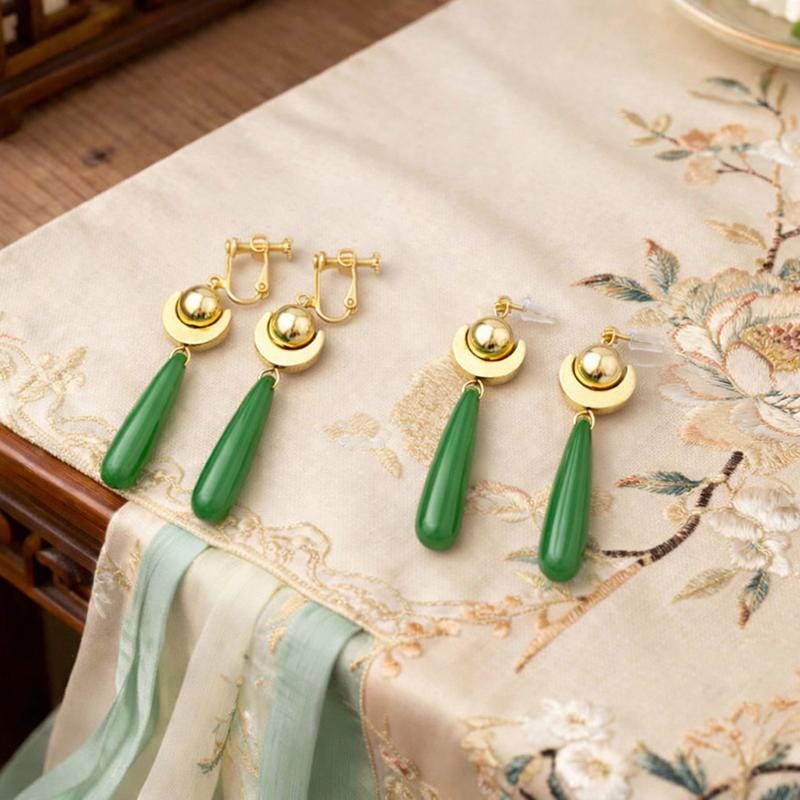 Maomao Inspired Earrings Green Jade Drop, Anime Cosplay Jewelry, Apothecary Diaries Gift