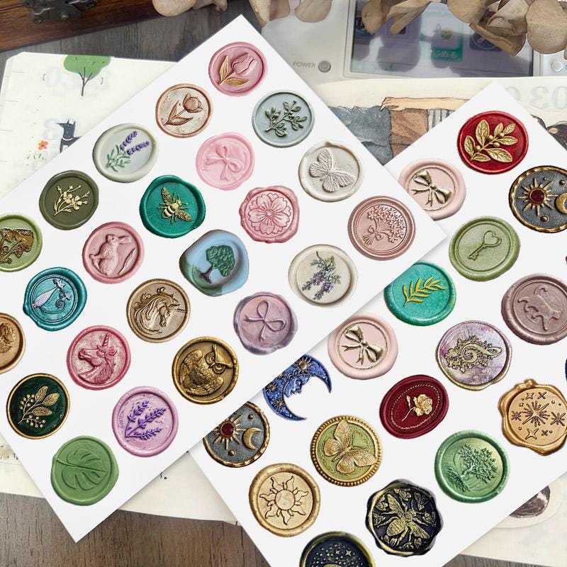 Vintage Faux Seal Stamp Set – Floral & Nature Embellishments