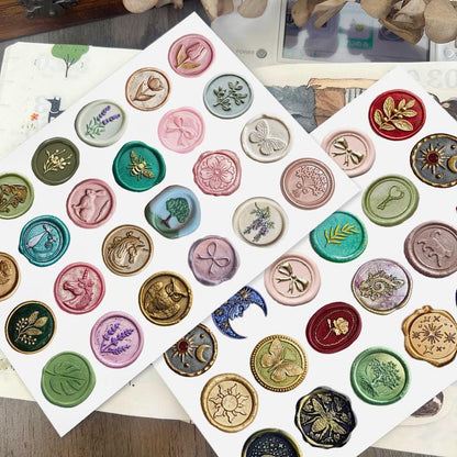 Vintage Faux Seal Stamp Set – Floral & Nature Embellishments
