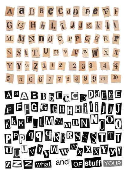 Ransom Letter Alphabet Stickers, Magazine Style Cutout Letters, Scrapbook & Junk Journal Sticker Sheet
