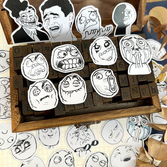 Funny Meme Stickers Pack – Cartoon Reaction Stickers for Planner, Journal, Scrapbook & Laptop
