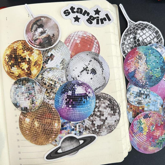 Retro Disco Ball Sticker Pack – Holographic Party Stickers for Journal, Scrapbook, Laptop