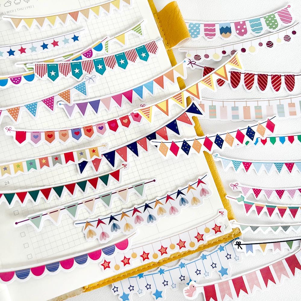 Festive Banner Stickers | Planner & Journal Essentials, Decorative Garland Borders