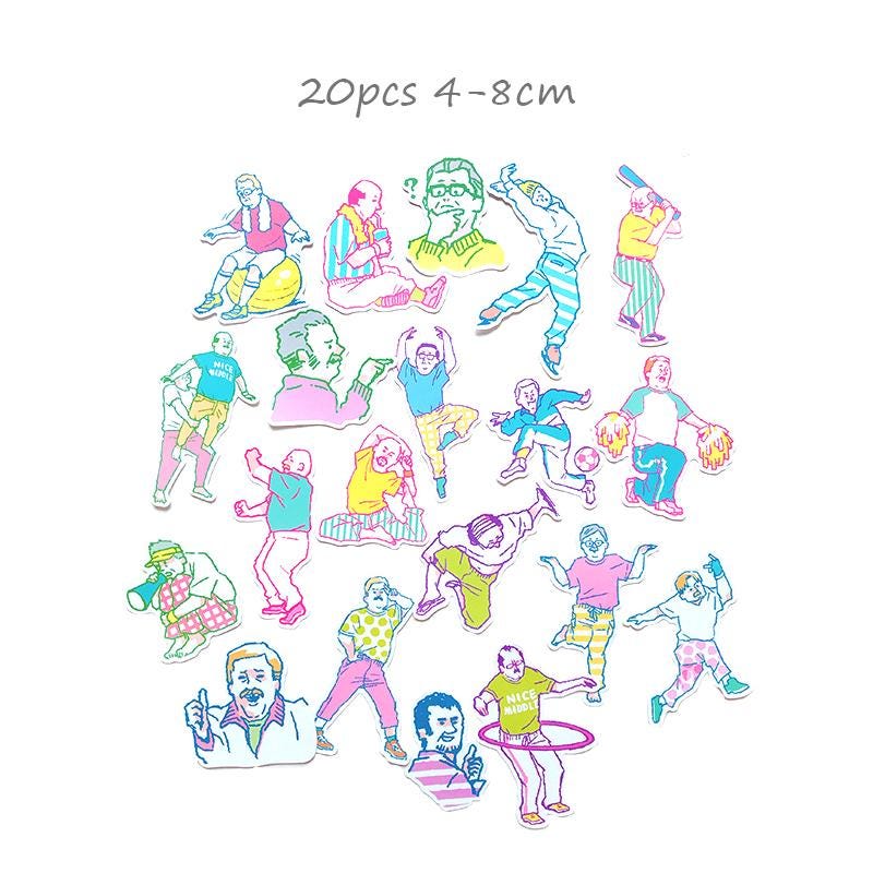 Funny Active Dad Stickers | Retro Sports & Yoga Poses, Planner Decoration