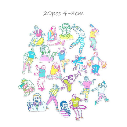Funny Active Dad Stickers | Retro Sports & Yoga Poses, Planner Decoration