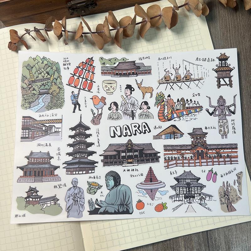 Japan Travel Stickers: Tokyo, Kyoto, Mt. Fuji (Waterproof PVC)