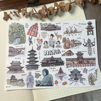 Japan Travel Stickers: Tokyo, Kyoto, Mt. Fuji (Waterproof PVC)