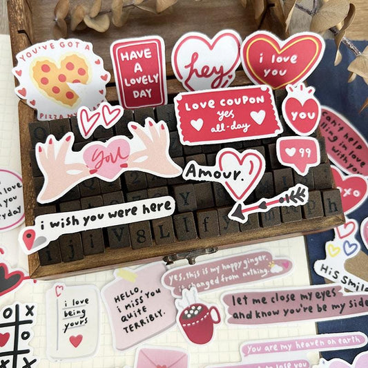 Kawaii Love Message Stickers Pack – Romantic Scrapbook & Planner Decor