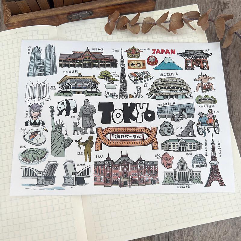 Japan Travel Stickers: Tokyo, Kyoto, Mt. Fuji (Waterproof PVC)