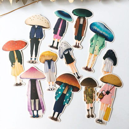 Mushroom Girl Planner Stickers, Scrapbooking Decals for Creative Journaling