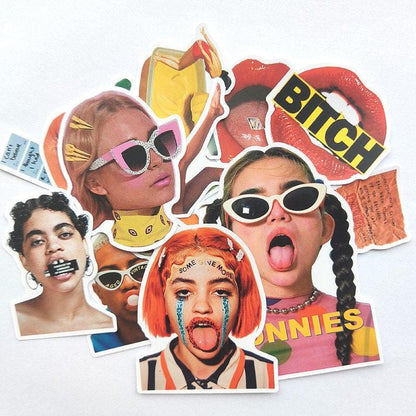 Y2K Quirky Stickers Pack Funny Faces Food Lips Sunglasses Laptop Journal Decals
