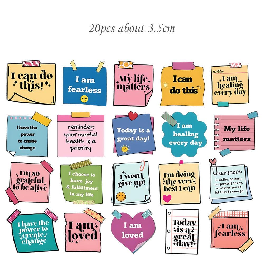 Motivational Self Care Stickers, Positive Affirmation Inspirational Sticker Pack for Journals, Laptops, Planners, Kindle