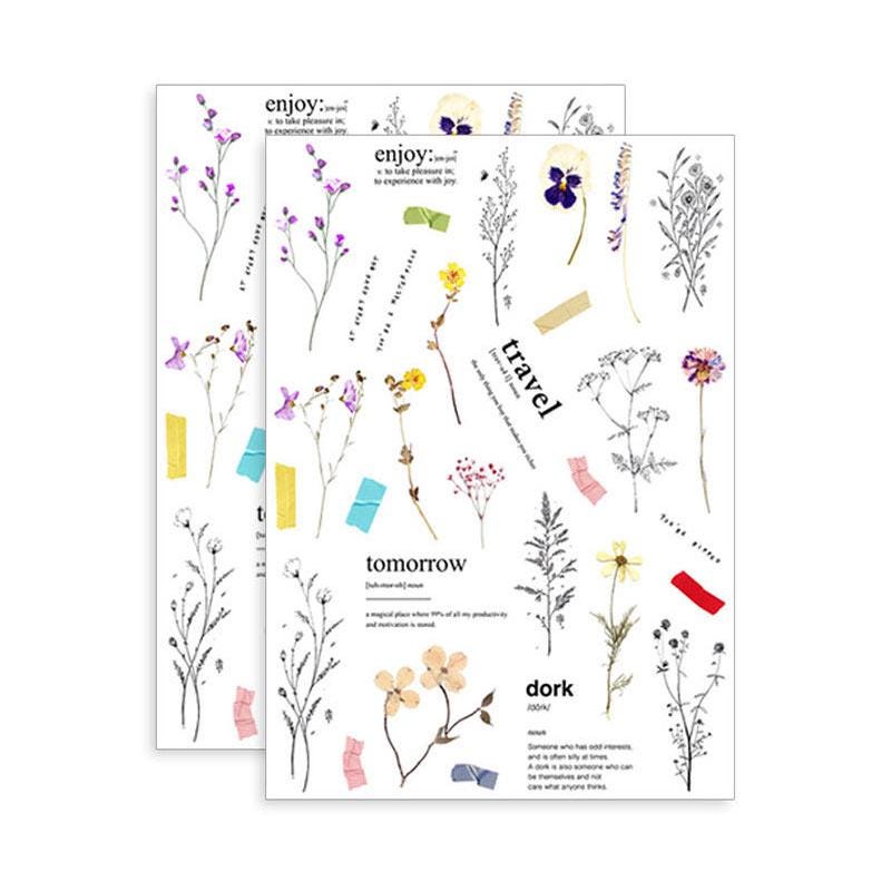 Vintage Transparent Floral Stickers, Clear Botanical Ephemera for Scrapbooking