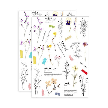 Vintage Transparent Floral Stickers, Clear Botanical Ephemera for Scrapbooking