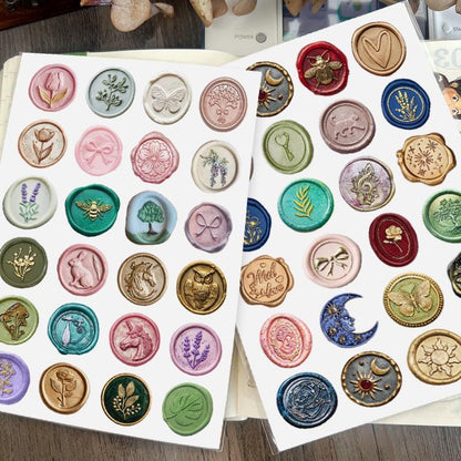 Vintage Faux Seal Stamp Set – Floral & Nature Embellishments