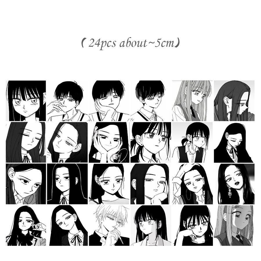 Horror Manga Stickers Pack, Dark Anime Gothic Decals