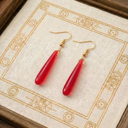 Frieren Red Teardrop Earrings, Elf Resin Drop Dangle, Anime Cosplay Jewelry Gift