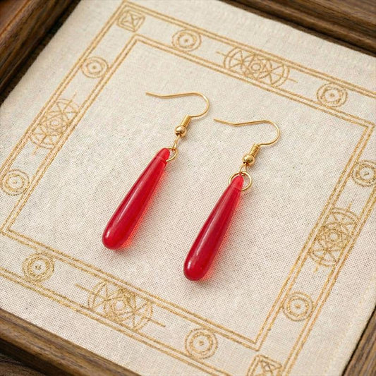 Frieren Red Teardrop Earrings, Elf Resin Drop Dangle, Anime Cosplay Jewelry Gift