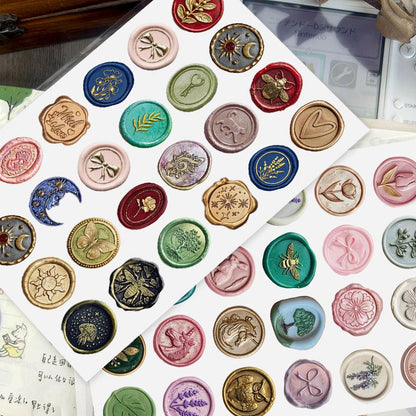 Vintage Faux Seal Stamp Set – Floral & Nature Embellishments
