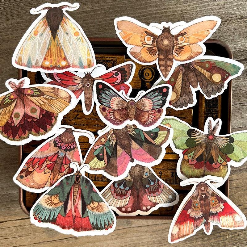 Butterfly Stickers, Vintage Nature Journaling & Scrapbook Decals