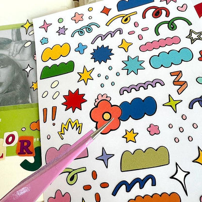 Kawaii Floral Ribbon Sticker: Journaling and Photo Decor Supplies